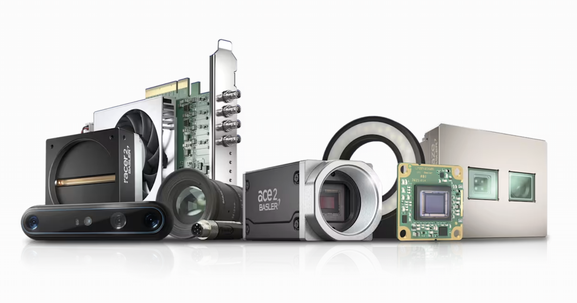 Cameras, lenses, a ring light and image-acquisition hardware from Basler AG’s portfolio