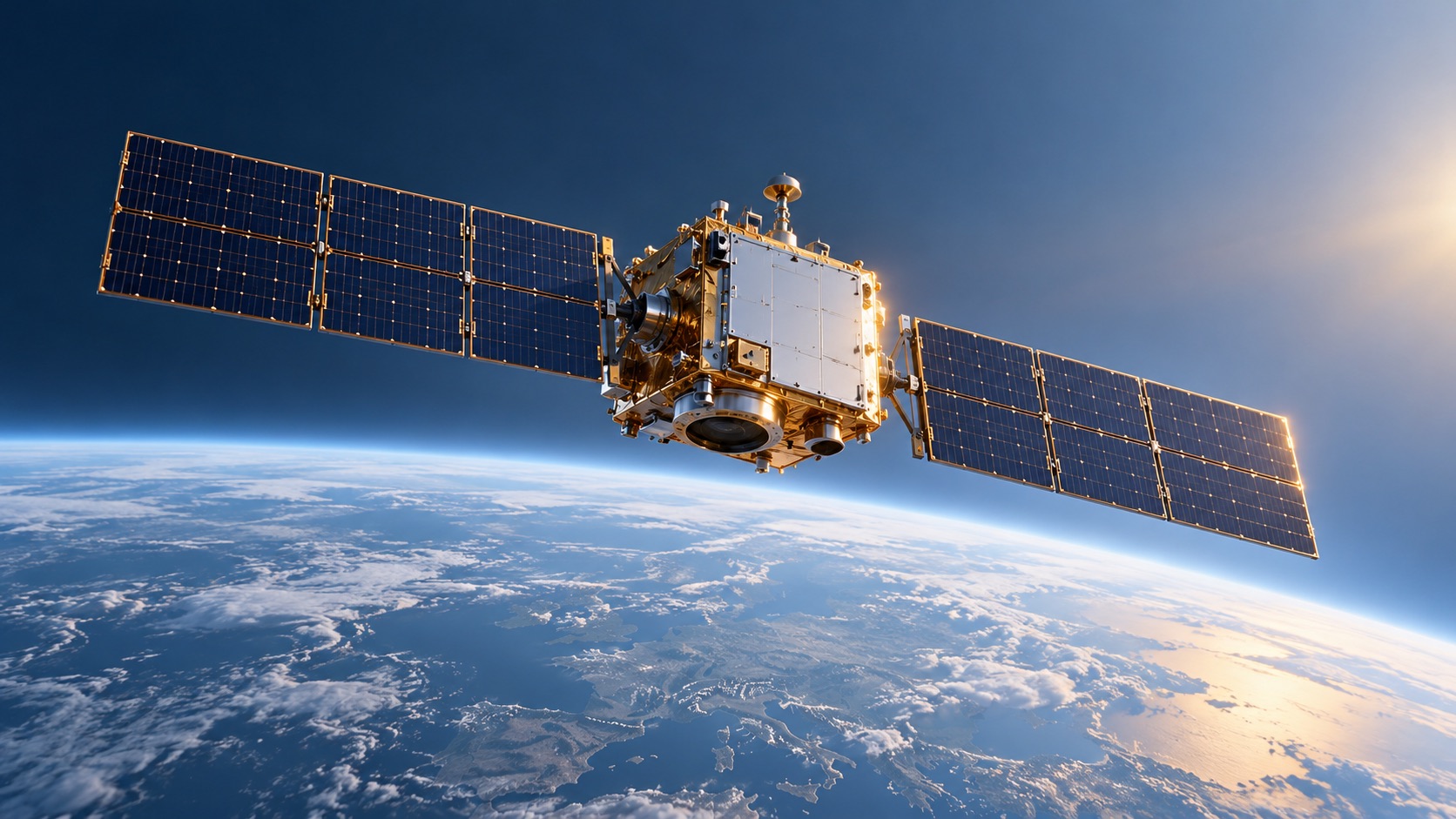 Illustrazione di un satellite di osservazione sopra la Terra